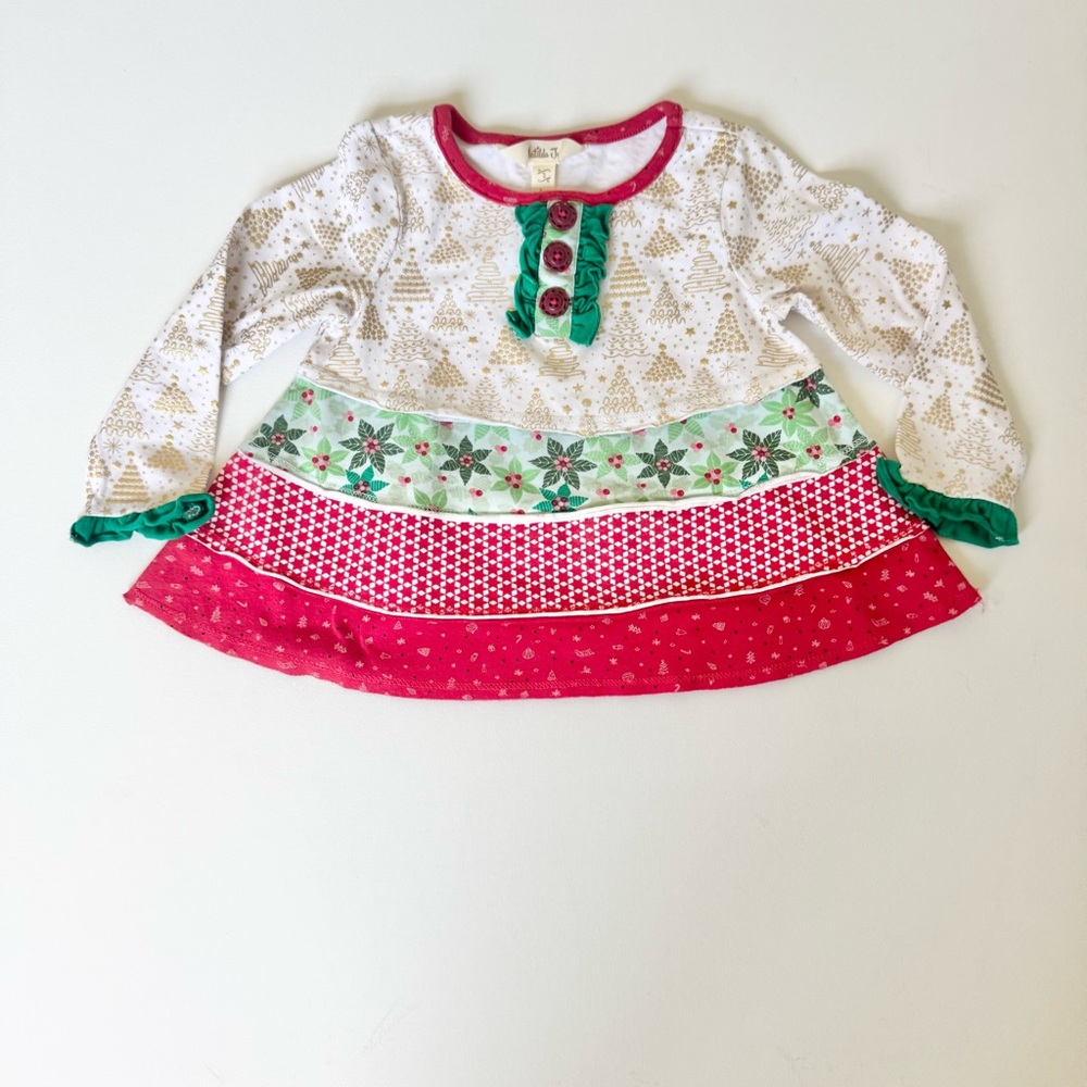 Matilda Jane Girls Christmas Holiday Long Sleeve Top with Buttons Size 2